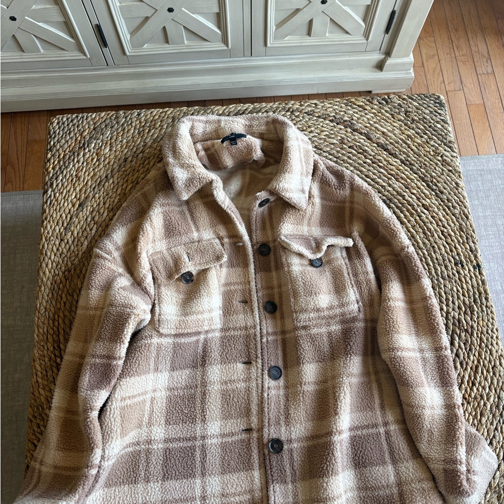 Love Tree Tan and Cream Sherpa Jacket